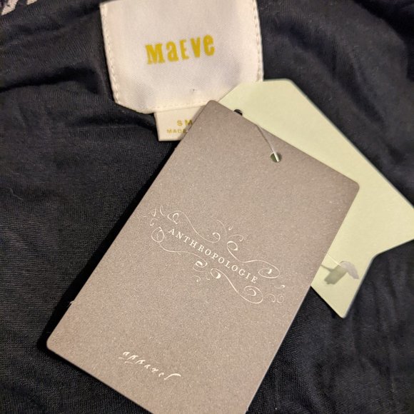 Maeve Anthropologie Black/Tan Striped Asymmetrical Hi Lo Maxi Dress - size S NWT - Picture 7 of 9